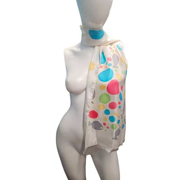 Lord & Taylor Accessories - Vintage Sylvia Blanchard For Lord & Taylor Silk Fish Print Scarf